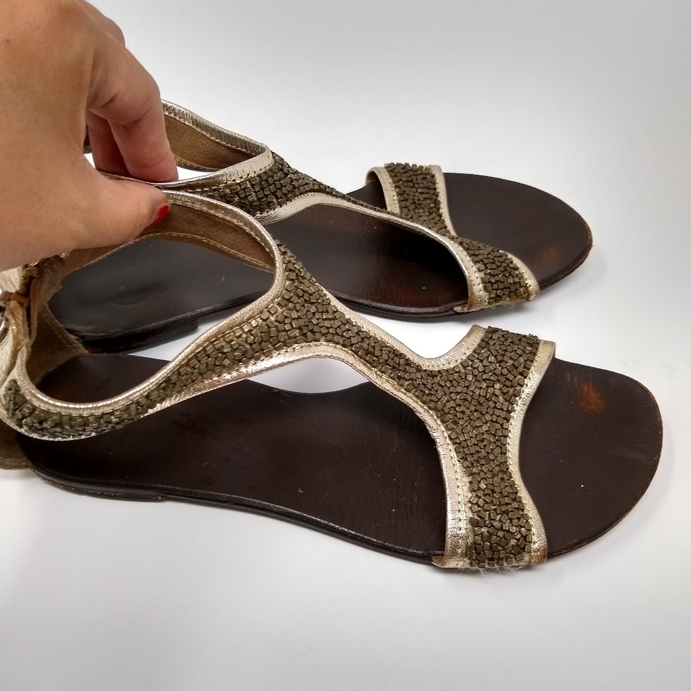 5/$25 ❤️ Seychelles | beaded gold leather sandals - Picture 3 of 6